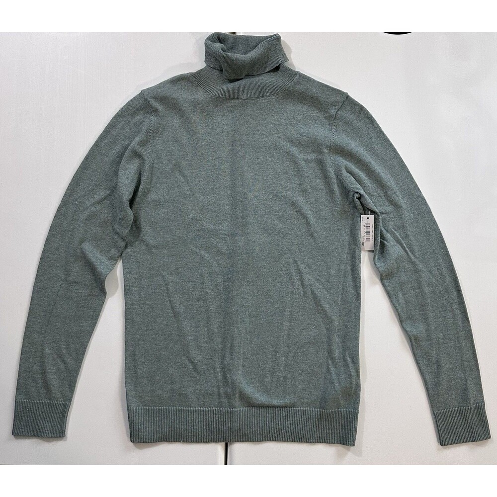 Amazon Essentials Turtleneck Sweater Womens M Green Minimal Soft Knit NWT
